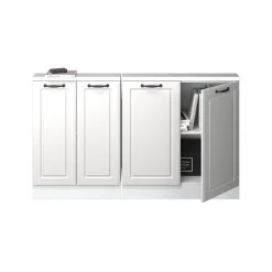 Küchenschrank für Dachschrägen R-Line Weiß Landhaus 140 cm 2er Set Vicco