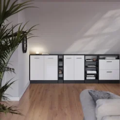 Küchenschrank für Dachschrägen R-Line Weiß Hochglanz 60 cm mit 2 Türen Vicco