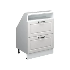 Küchenschrank für Dachschrägen R-Line Weiß Landhaus 60 cm mit 2 Schubladen Vicco