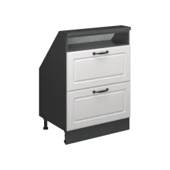 Küchenschrank für Dachschrägen R-Line Weiß Landhaus 60 cm mit 2 Schubladen Vicco