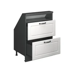 Küchenschrank für Dachschrägen R-Line Weiß Landhaus 60 cm mit 2 Schubladen Vicco