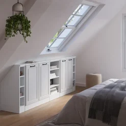 Küchenschrank für Dachschrägen R-Line Weiß Landhaus 215 cm 5er Set Vicco