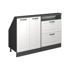 Küchenschrank für Dachschrägen R-Line Weiß Landhaus 120 cm 2er Set Vicco