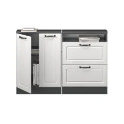 Küchenschrank für Dachschrägen R-Line Weiß Landhaus 120 cm 2er Set Vicco