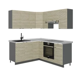 Küchenschränke Fame-Line Eiche Paneel/Anthrazit 190 x 46 cm ohne Arbeitsplatte Vicco