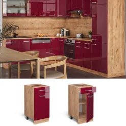 Küchenunterschrank R-Line Rot Hochglanz 40 cm ohne Arbeitsplatte Vicco