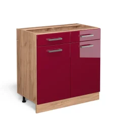 Küchenunterschrank R-Line Rot Hochglanz 80 cm ohne Arbeitsplatte Vicco