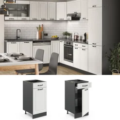 Küchenunterschrank R-Line Weiß Landhaus 40 cm ohne Arbeitsplatte Vicco