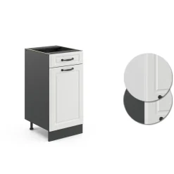 Küchenunterschrank R-Line Weiß Landhaus 40 cm ohne Arbeitsplatte Vicco