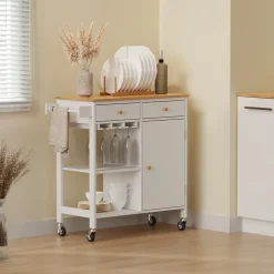 Küchenwagen Trayz Weiß 89 x 87 cm mit Rollen Vicco