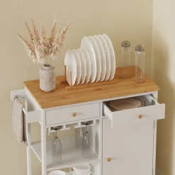 Küchenwagen Trayz Weiß 89 x 87 cm mit Rollen Vicco