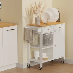 Küchenwagen Trayz Weiß 89 x 87 cm mit Rollen Vicco