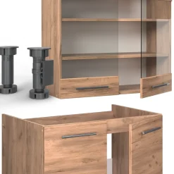 Küchenzeile Fame-Line Goldkraft Eiche 200 cm ohne Arbeitsplatte Vicco