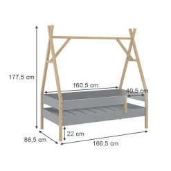Kinderbett Bali Grau 80x160 cm Vitalispa
