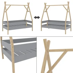 Kinderbett Bali Grau 80x160 cm Vitalispa