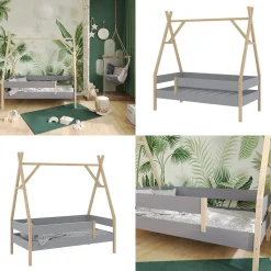 Kinderbett Bali Grau 80x160 cm Vitalispa