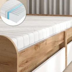 Kinderbett Clario Weiß/Artisan 90x200 cm mit Matratze Vicco