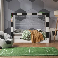 Kinderbett Football goal Weiß 178 x 142.5 cm mit Schublade und Matratze Vitalispa