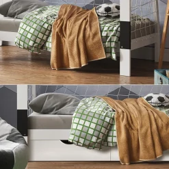 Kinderbett Football goal Weiß 178 x 142.5 cm mit Schublade und Matratze Vitalispa