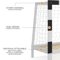 Kinderbett Football goal Weiß 80x160 cm ohne Matratze Vitalispa