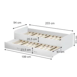 Kinderbett Jaspar Weiß 90x200 cm mit Lattenrost, ohne Matratze Vitalispa