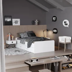 Kinderbett Jaspar Weiß 90x200 cm mit Lattenrost, ohne Matratze Vitalispa