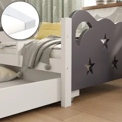 Kinderbett Jessica Grau 80x160 cm mit Schublade und Matratze Vitalispa