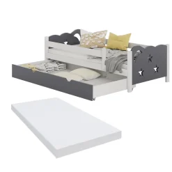 Kinderbett Jessica Grau 80x160 cm mit Schublade und Matratze Vitalispa