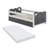 Kinderbett Jessica Grau 70x140 cm mit Schublade und Matratze Vitalispa