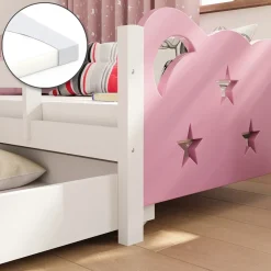 Kinderbett Jessica Rosa 70x140 cm mit Schublade und Matratze Vitalispa