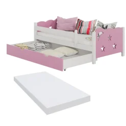 Kinderbett Jessica Rosa 70x140 cm mit Schublade und Matratze Vitalispa