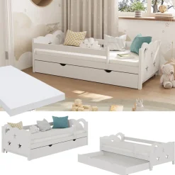 Kinderbett Jessica Weiß 80x160 cm mit Schublade und Matratze Vitalispa