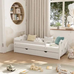 Kinderbett Jessica Weiß 80x160 cm mit Schublade und Matratze Vitalispa