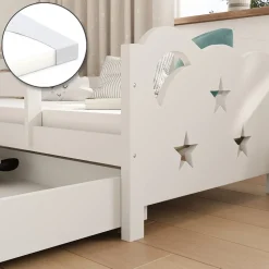 Kinderbett Jessica Weiß 80x160 cm mit Schublade und Matratze Vitalispa