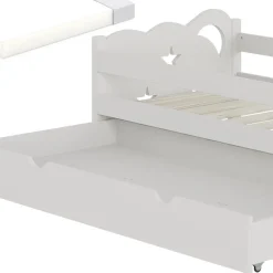 Kinderbett Jessica Weiß 80x160 cm mit Schublade und Matratze Vitalispa