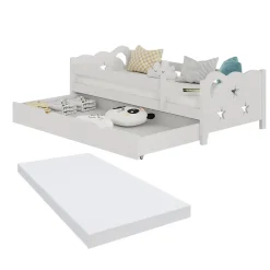 Kinderbett Jessica Weiß 80x160 cm mit Schublade und Matratze Vitalispa