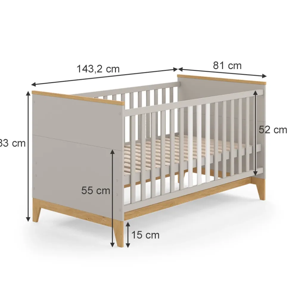 Kinderbett Malia Cashmere/Eiche 70x140 143.2 x 81 cm Vitalispa