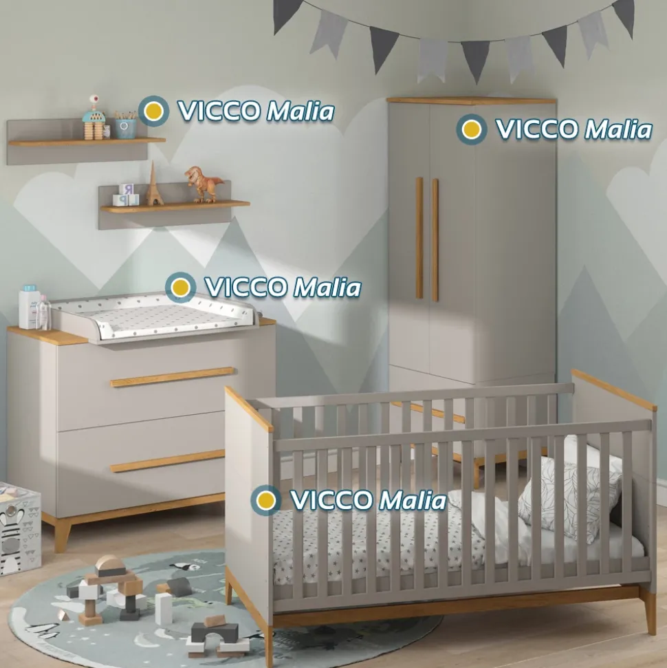 Kinderbett Malia Cashmere/Eiche 70x140 143.2 x 81 cm Vitalispa