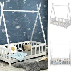 Kinderbett Susanna Weiß 70x140 cm mit Rausfallschutz Vitalispa