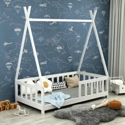 Kinderbett Susanna Weiß 80x160 cm mit Rausfallschutz Vitalispa