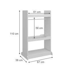 Kinderkleiderschrank Conny Weiß 67 x 110 cm mit Kleiderstange Vicco