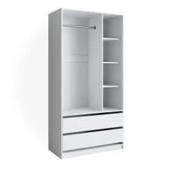 Kinderkleiderschrank Elmo Weiß 100 x 200 cm mit 2 Schubladen Vicco