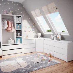 Kinderkleiderschrank Elmo Weiß 100 x 200 cm mit 2 Schubladen Vicco