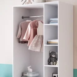 Kinderkleiderschrank Elmo Weiß 100 x 200 cm mit 2 Schubladen Vicco