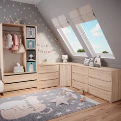 Kinderkleiderschrank Elmo Sonoma 100 x 200 cm mit 2 Schubladen Vicco