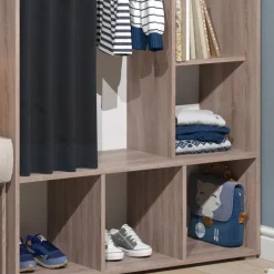 Kinderkleiderschrank Luigi Sonoma 105.8 x 178.1 cm mit Vorhang-Kleiderstange Vicco