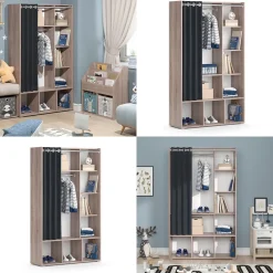 Kinderkleiderschrank Luigi Sonoma 105.8 x 178.1 cm mit Vorhang-Kleiderstange Vicco