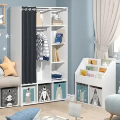 Kinderkleiderschrank Luigi Weiß 105.8 x 178.1 cm mit Vorhang-Kleiderstange Vicco