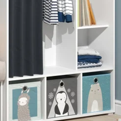 Kinderkleiderschrank Luigi Weiß 105.8 x 178.1 cm mit Vorhang-Kleiderstange Vicco