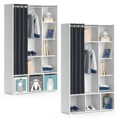 Kinderkleiderschrank Luigi Weiß 105.8 x 178.1 cm mit Vorhang-Kleiderstange Vicco